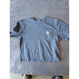 Carhartt Mens Loose Fit Pocket T-Shirt Blue Gray Short Sleeve Size M Boxy Tee